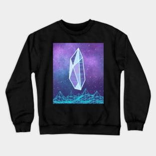 Neon Synthwave Crystal Wireframe Vaporwave Geometric Gem Crewneck Sweatshirt